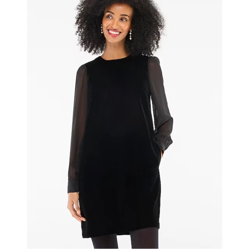 J Crew black velvet minidress NWT